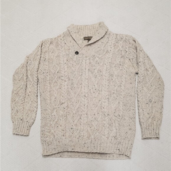 Inis Crafts Wool Fisherman Sweater Men's MEDIUM 100% Merino Wool Aran Ireland - Picture 1 of 7